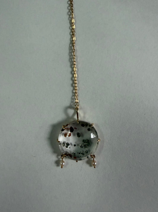 Large Round Pyrite in quartz - 29" chain